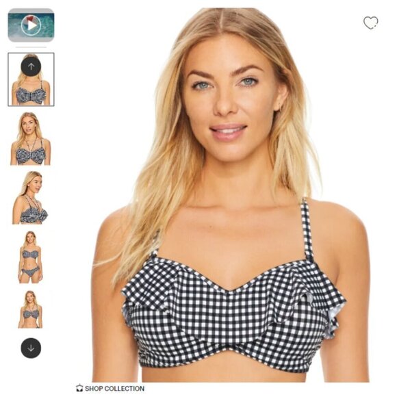 Freya Check In Underwire Convertible Checkered Bandeau Bikini Top Size 30I - Picture 6 of 7